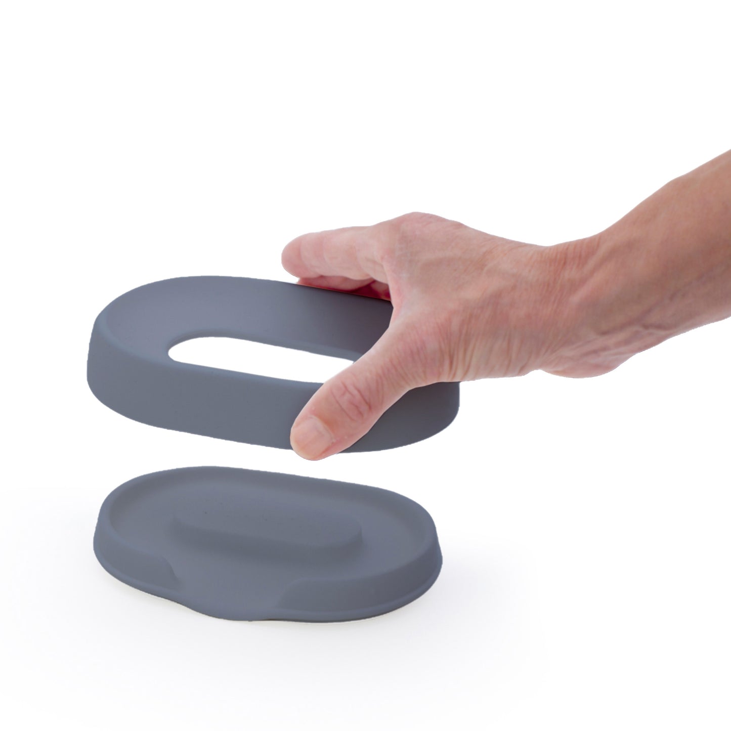 Tvålfat med dold avrinningspip Soap Saver Flow PLUS. Oval Grafitgrå. Silikon